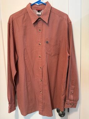 The North Face Men's Orange (Rust) Check Button-Down Shirt size L